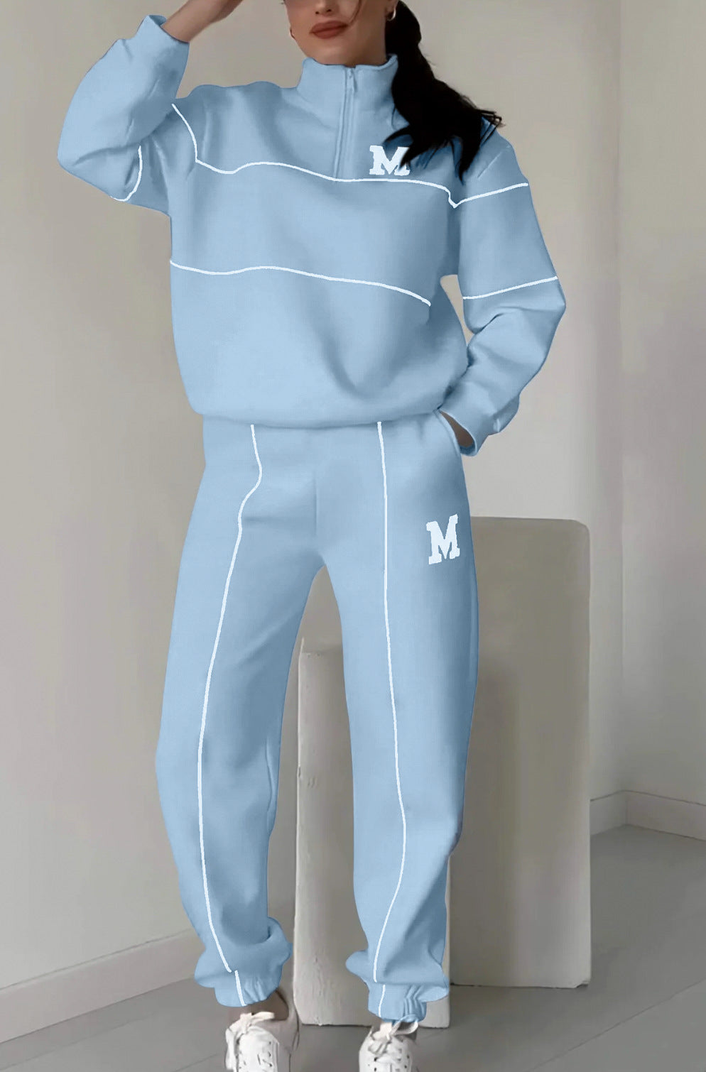 Avslappnad sweatshirt i 2 delar med mönster