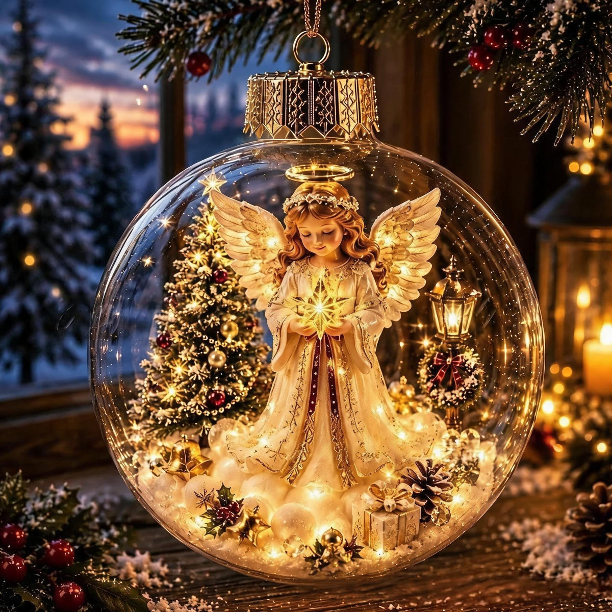 🎄Glödande juldiarama-ornament – En liten vintervärld i din handflata👼