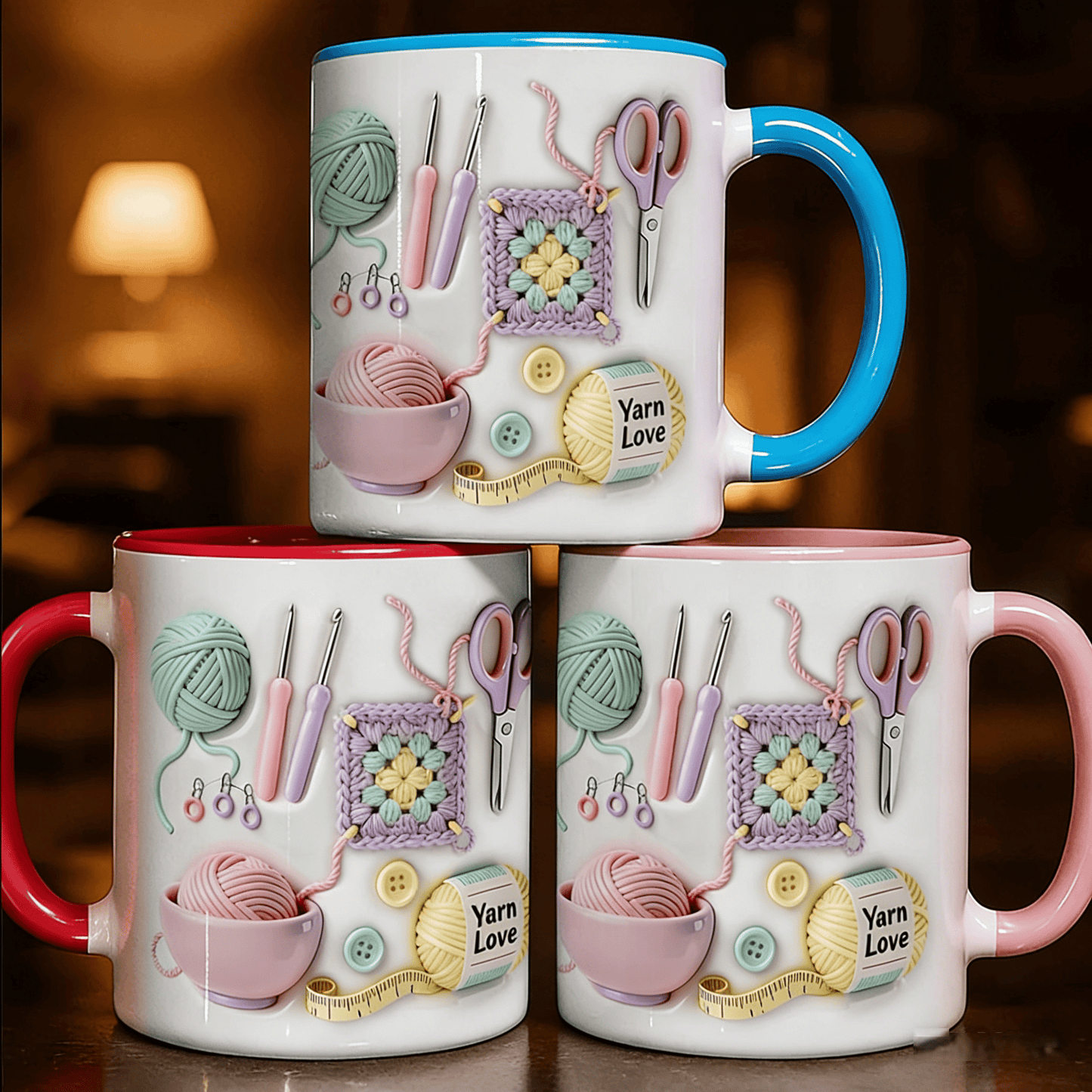 Crochet & Knitting Themed Ceramic Coffee Mug