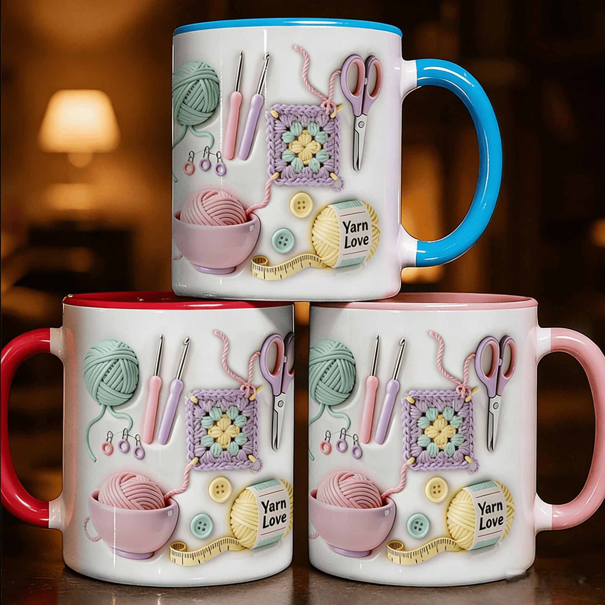 Crochet & Knitting Themed Ceramic Coffee Mug