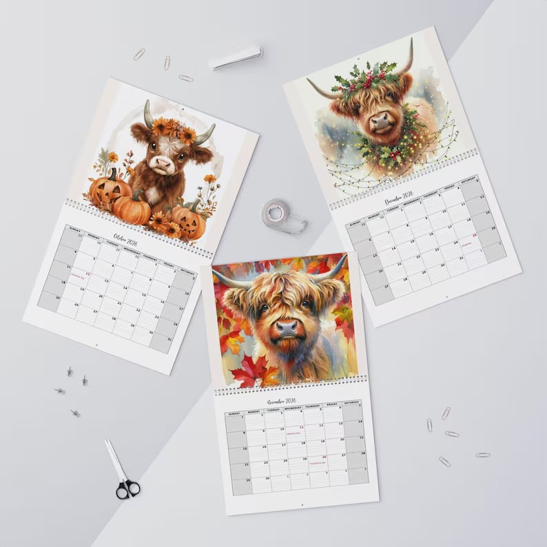 🏆Snabba rea⚡ Över 10 000 sålda! Nästan slut - 🐮Highland Cow-kalender 2026 📅