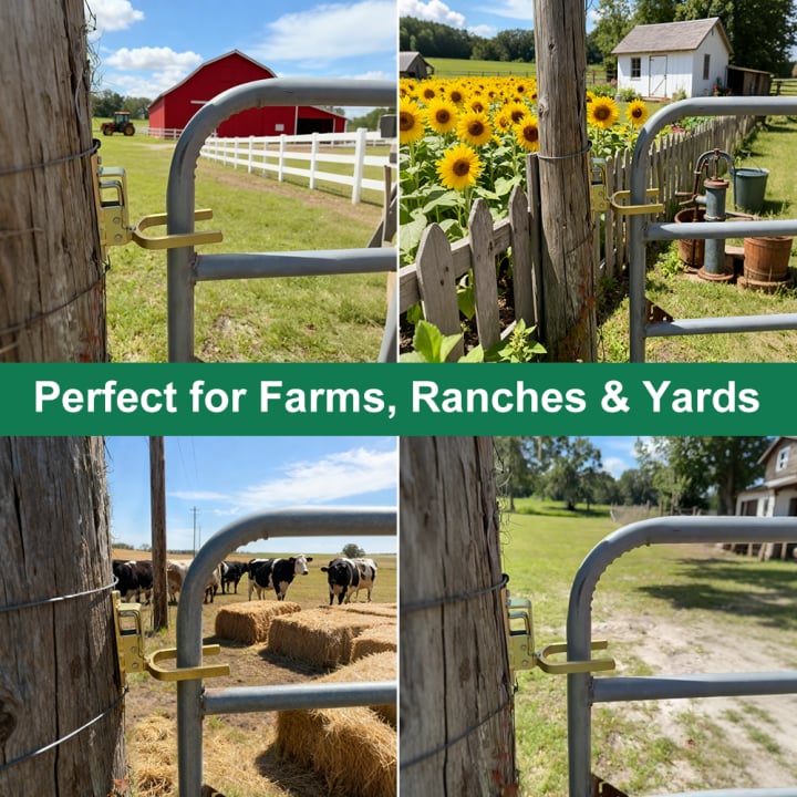 Omedelbart låsande grindlås – Förhindrar att nötkreatur, får och hästar rymmer