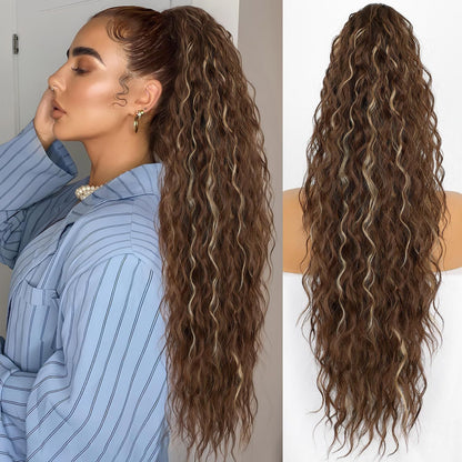 ⏳Begrenset tidsbegrenset 50 % rabatt💥💖45 cm krøllete, bølgete og krusete hårforlengelser med hestehale
