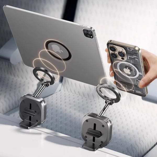 Sammenleggbart, uttrekkbart, roterende, magnetisk telefonstativ for reiser