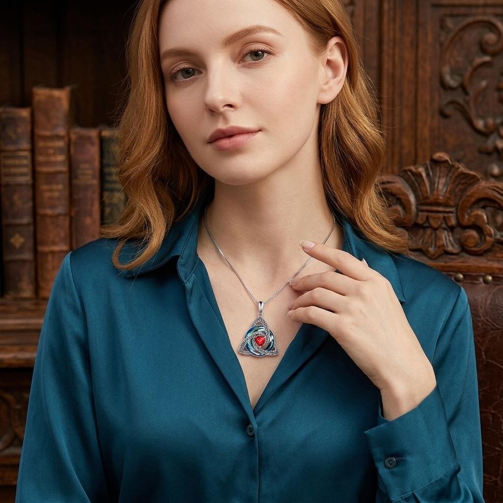 ✨ Halsband med födelsesten och keltisk treenighetsknut – en betydelsefull symbol för kärlek och samhörighet 🍀