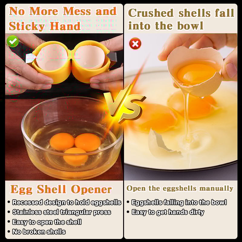 🎊Eggåpner i rustfritt stål – Knekk, kutt og separer egg enkelt🍳
