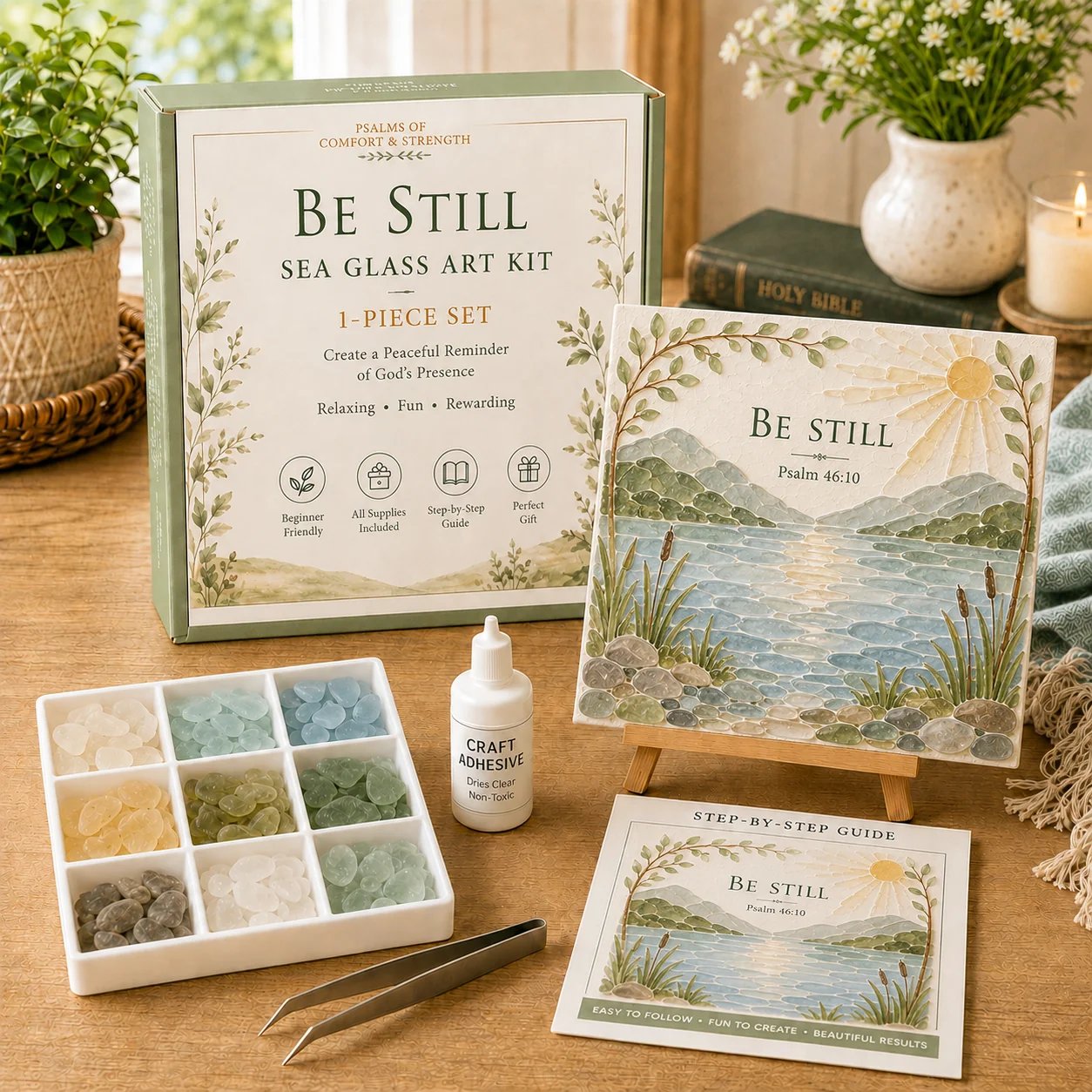 ✝️ Psaltarens tröst och styrka – Sea Glass-konstsats