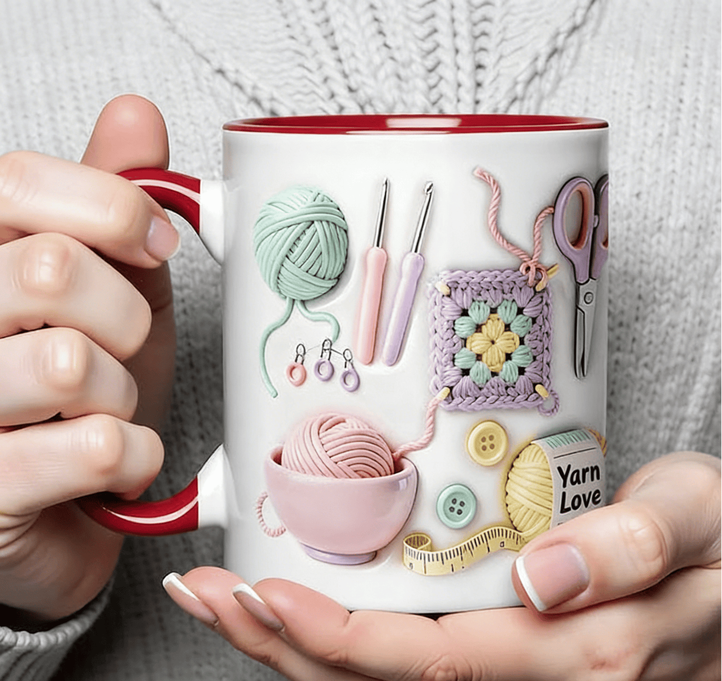 Crochet & Knitting Themed Ceramic Coffee Mug