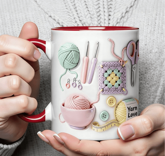 Crochet & Knitting Themed Ceramic Coffee Mug