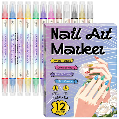 12/24 färger nagelkonstpennor – DIY 3D-markörer för ritning, prickning & manikyr