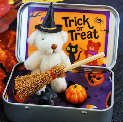 🎁Siste dag 49 % RABATT🎃🧸Håndlaget søt heksebamse i eske