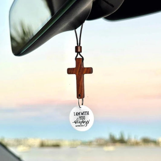 ✝️Palavras bíblicas para espelho retrovisor de carro com pingente de cruz