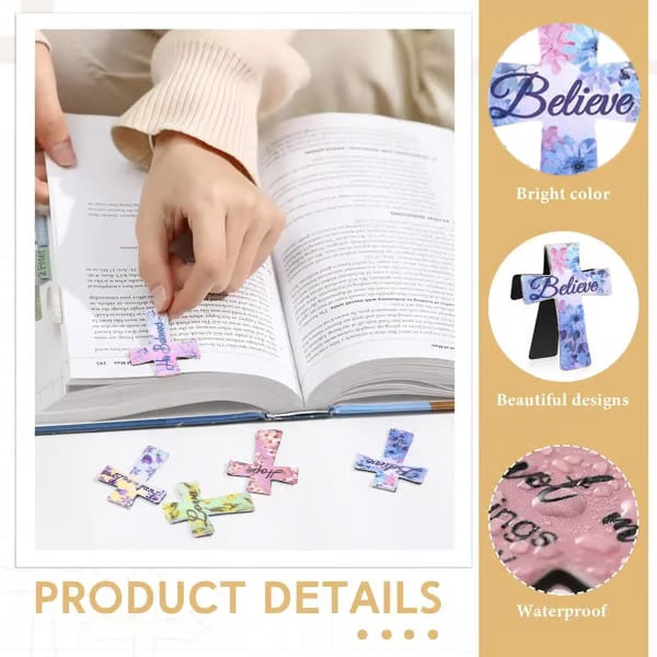 📖16 st magnetiska bokmärken i form av kors – presenter för bibelstudier, läsare, lärare, studenter🌸✝️