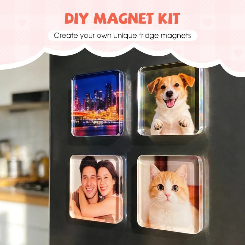🎞✂10-pack 2" x 2" Klar akryl DIY kylskåpsmagnetset med självhäftande baksida – Fyrkantiga magnetiska fotoramar med fantastisk 3D-effekt 💕