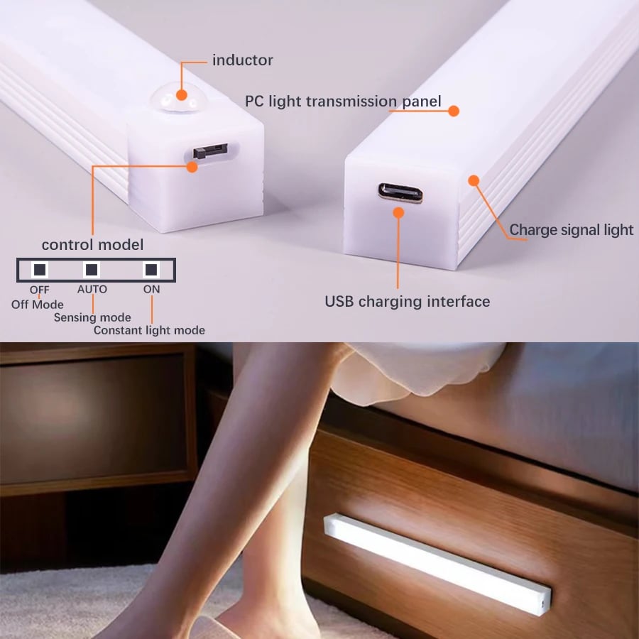 🔥 SISTA DAGEN REA 49% RABATT - 💡 Smarta Magnetiska Uppladdningsbara LED-Lampor med Sensor, Utan Stötar