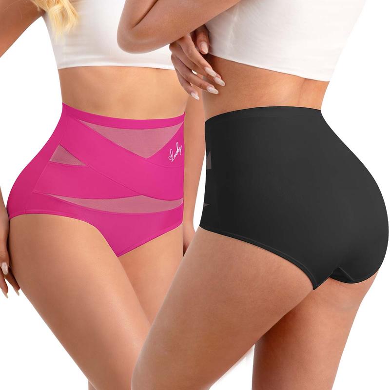 🌸Sista dagen - Köp 1 få 3-pack✨Plus-Size trosor med hög midja och korsade magkontroller