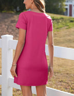👗✨ 50% RABATT! Ledig Klänning med Fyrkantig Hals & Fickor
