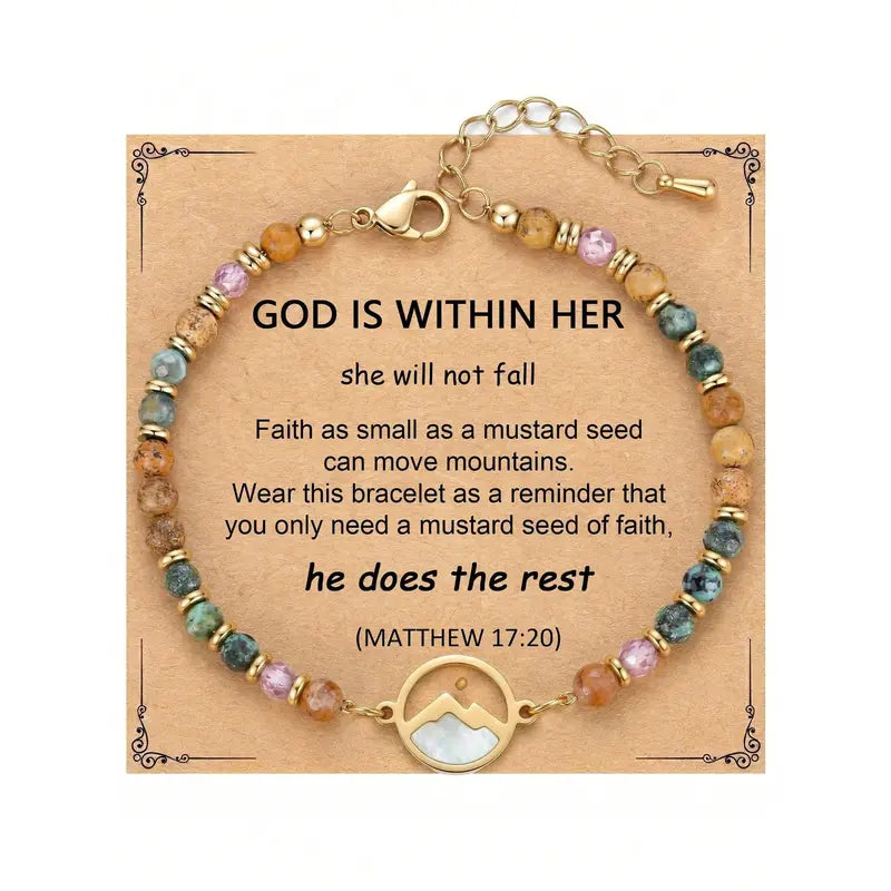 ✝️ Trosarmband med senapsfrö – Matteus 17:20 Inspirerande kristet armband