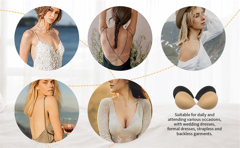 💖【Kjøp 1 + 1 gratis】 👙Usynlige, selvklebende BH-er med rynking✨