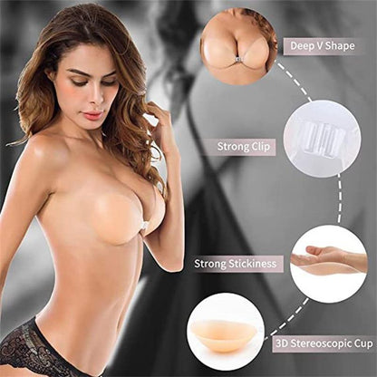 💖【Kjøp 1 + 1 gratis】 👙Usynlige, selvklebende BH-er med rynking✨