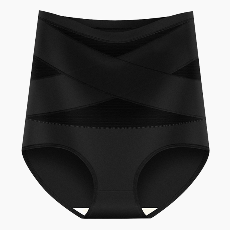 🌸Sista dagen - Köp 1 få 3-pack✨Plus-Size trosor med hög midja och korsade magkontroller