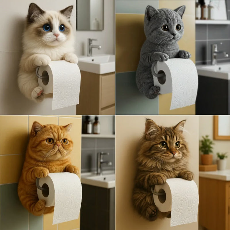 🧻Veggmontert toalettpapirholder for katter🐾