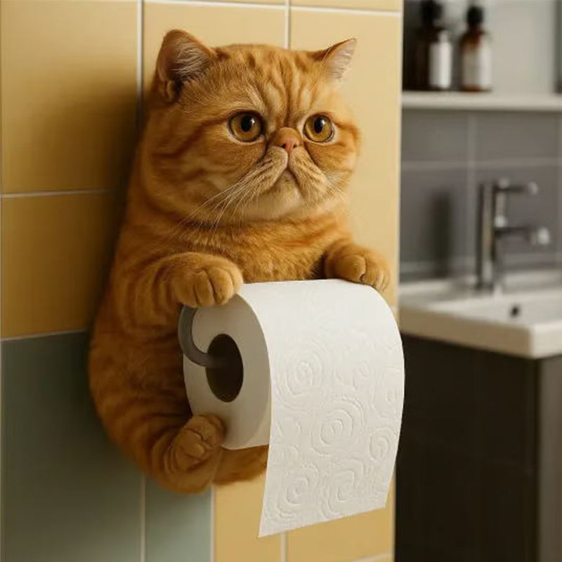 🧻Veggmontert toalettpapirholder for katter🐾