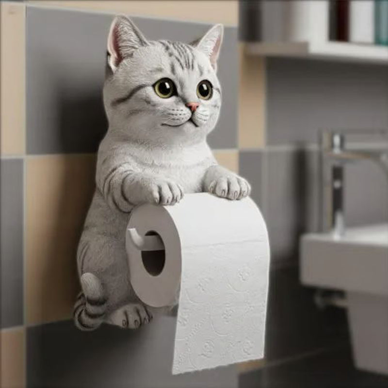 🧻Veggmontert toalettpapirholder for katter🐾