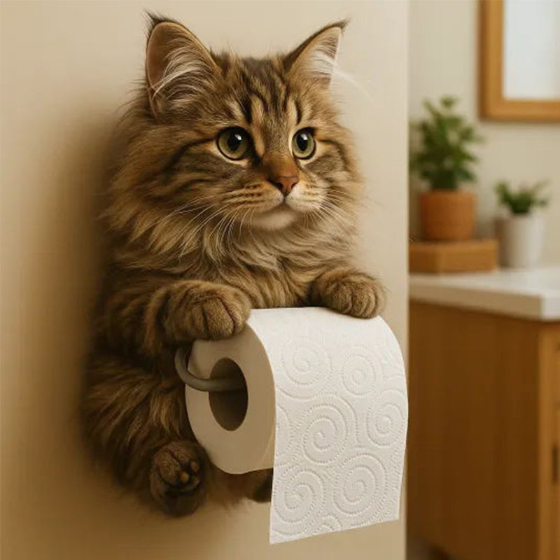 🧻Veggmontert toalettpapirholder for katter🐾