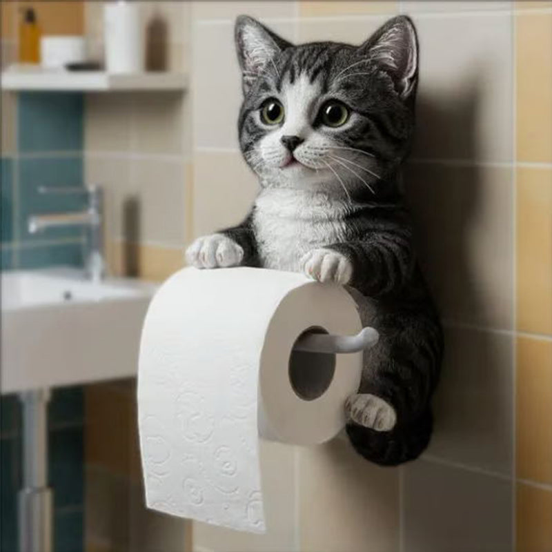 🧻Veggmontert toalettpapirholder for katter🐾