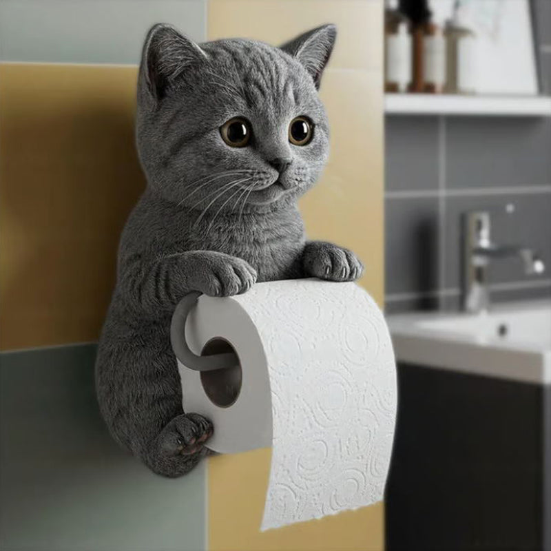 🧻Veggmontert toalettpapirholder for katter🐾