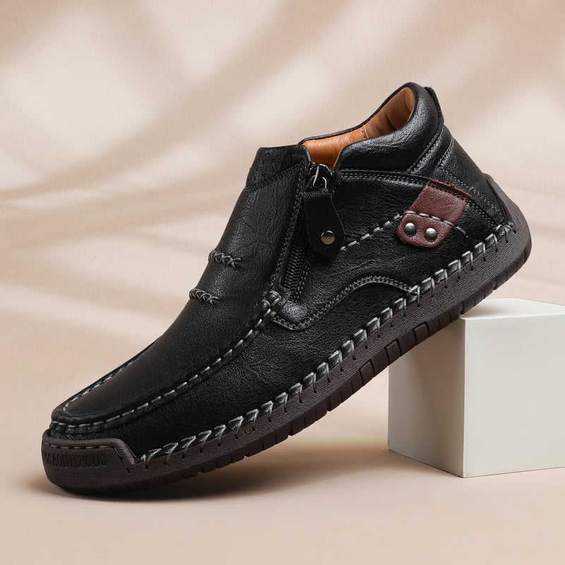 ⏰Tidsbegränsad rea 50 % RABATT - Handgjorda herrstövlar i premiumläder med slip-on-funktion – Bred tå, stöd för hålfoten, vattentäta, tryckavlastande, halkfri sula för vardagsbruk, resor och utomhusbruk