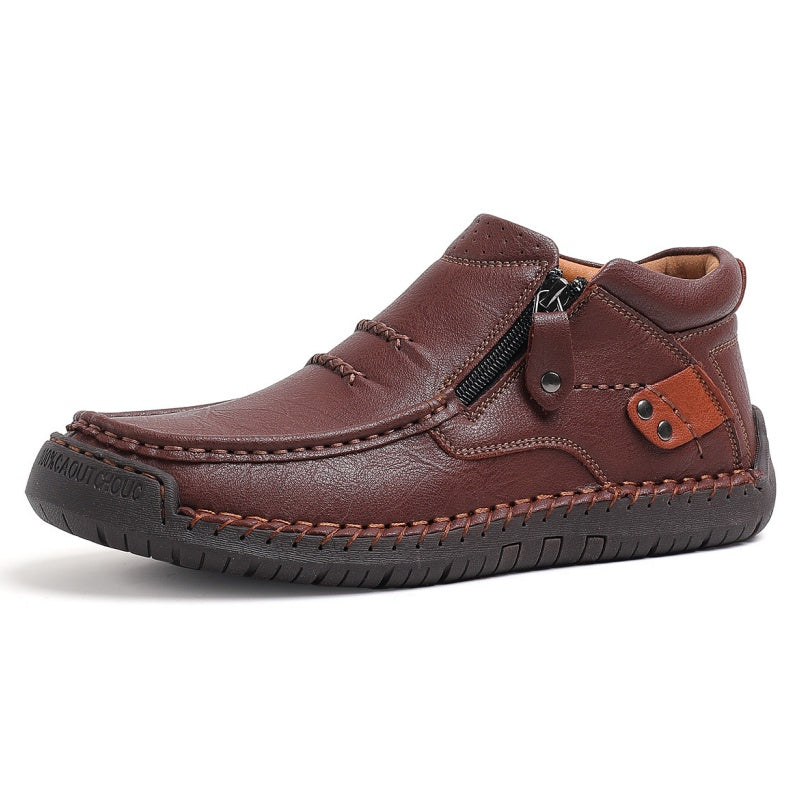 ⏰Tidsbegränsad rea 50 % RABATT - Handgjorda herrstövlar i premiumläder med slip-on-funktion – Bred tå, stöd för hålfoten, vattentäta, tryckavlastande, halkfri sula för vardagsbruk, resor och utomhusbruk