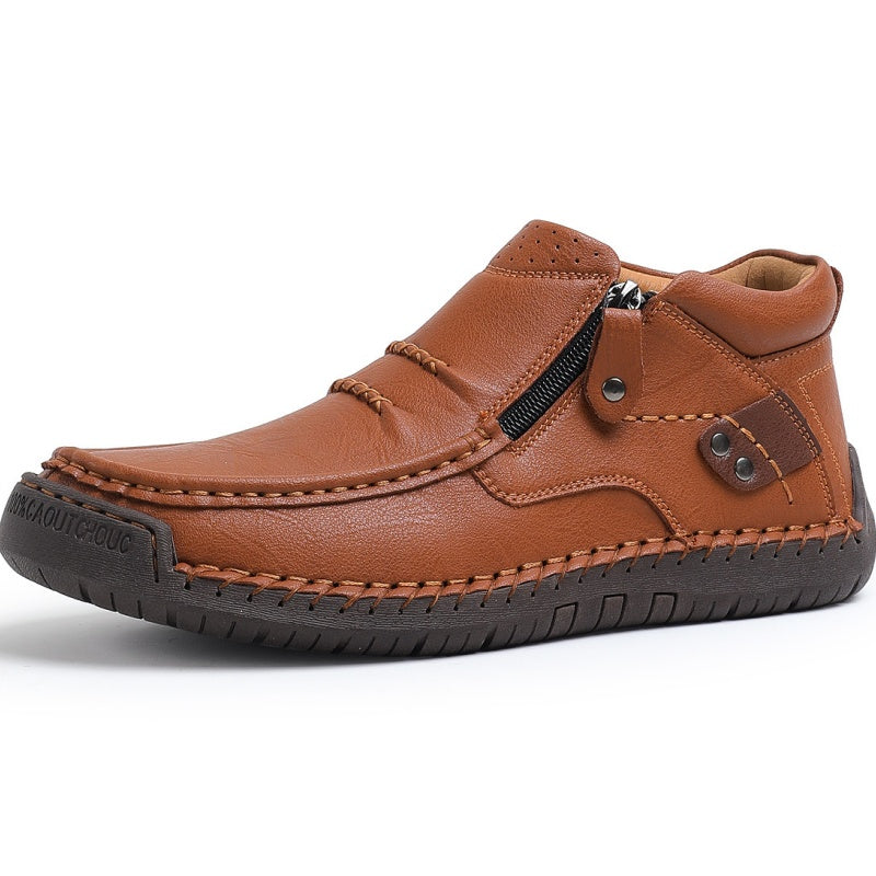 ⏰Tidsbegränsad rea 50 % RABATT - Handgjorda herrstövlar i premiumläder med slip-on-funktion – Bred tå, stöd för hålfoten, vattentäta, tryckavlastande, halkfri sula för vardagsbruk, resor och utomhusbruk