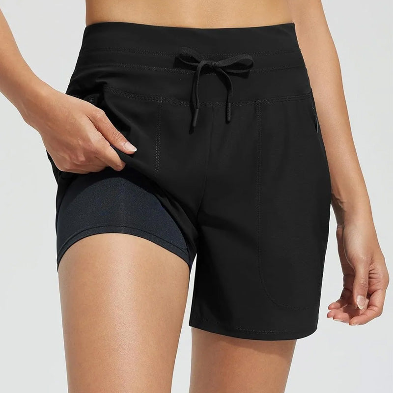 🌞Sommersalg 49 % RABATT🩳Hurtigtørkende badeshorts med høy midje for kvinner