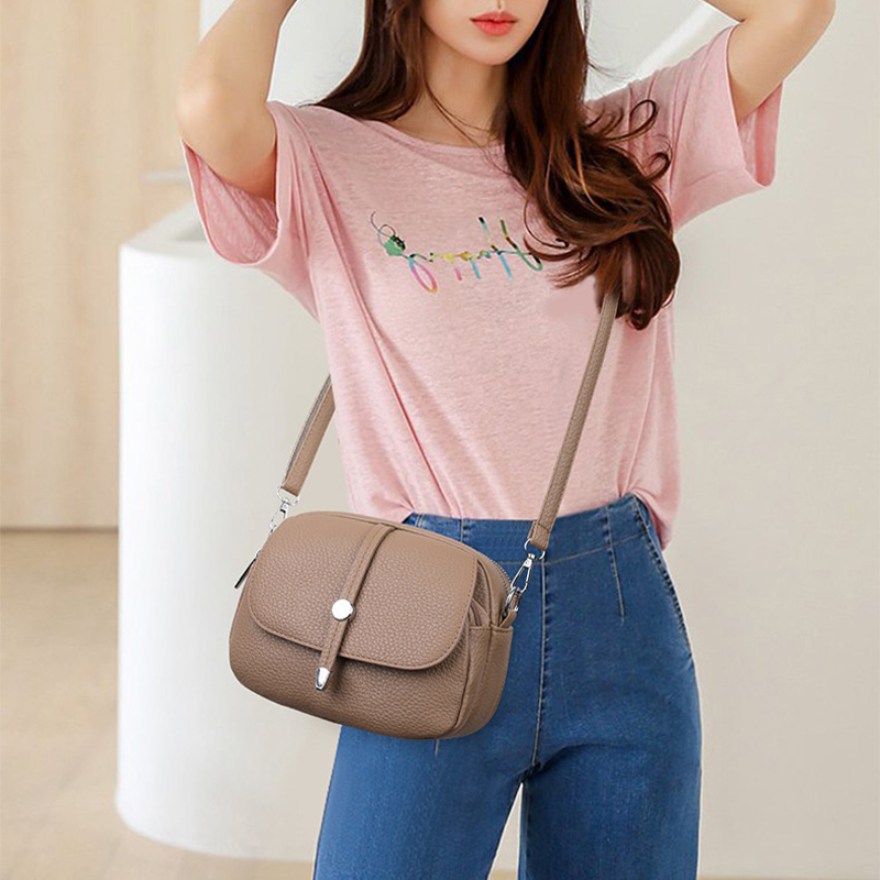 👜Ensfarget lett crossbody-veske for kvinner