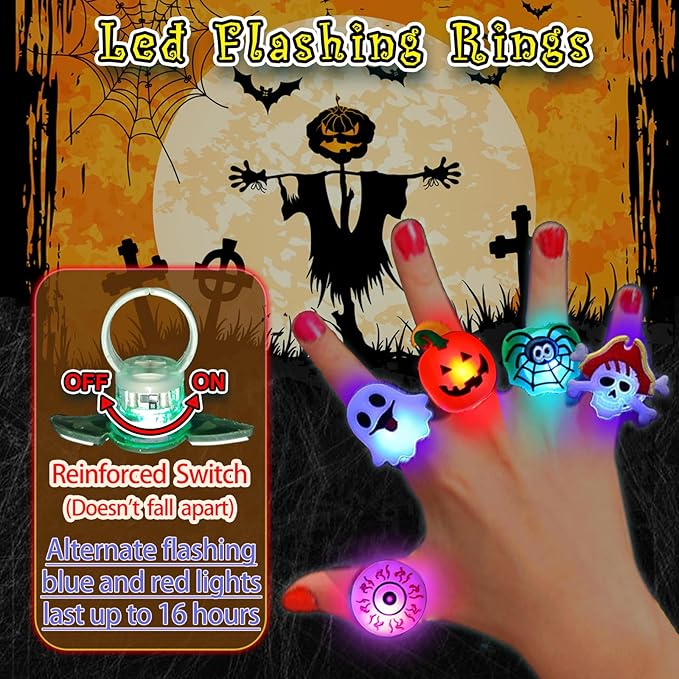 LED Ljus Halloween Lysande Ring - Set med 50 st