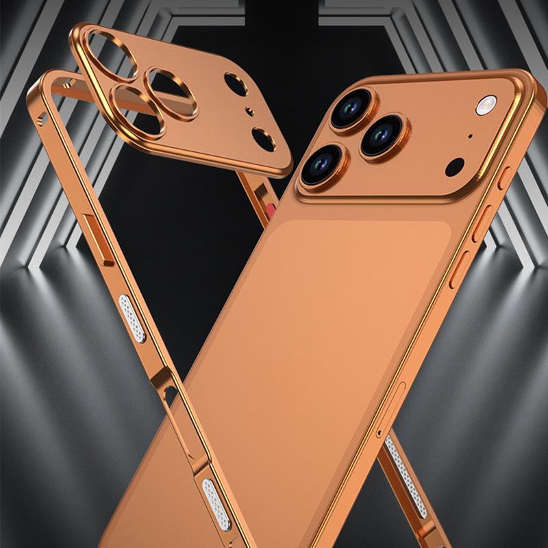 iPhone-skal med bar ram i metall och värmeavledande funktion med sjöhästspänne