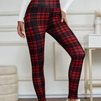 Fleecefodrade rutiga leggings för damer – mjuka, stretchiga och snygga vinterplagg 🧣