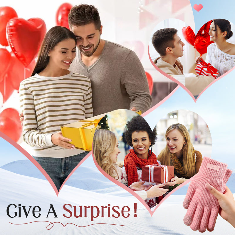 Varma termiska stickade handskar med pekskär