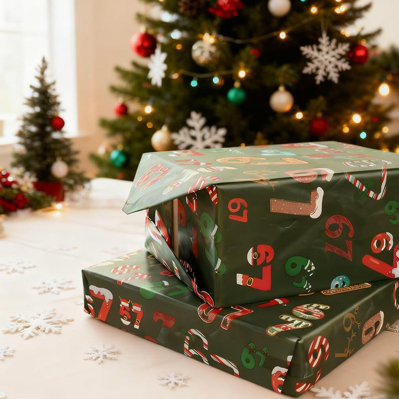 Roligt Julklappspapper med Siffermönster