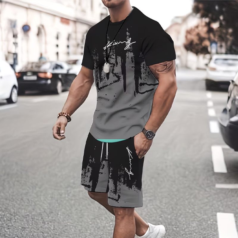 Herrtröja och shorts med grafisk design – Mjukt tyg, djärv design och perfekt för sommardagar