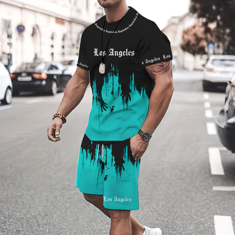 Herrtröja och shorts med grafisk design – Mjukt tyg, djärv design och perfekt för sommardagar
