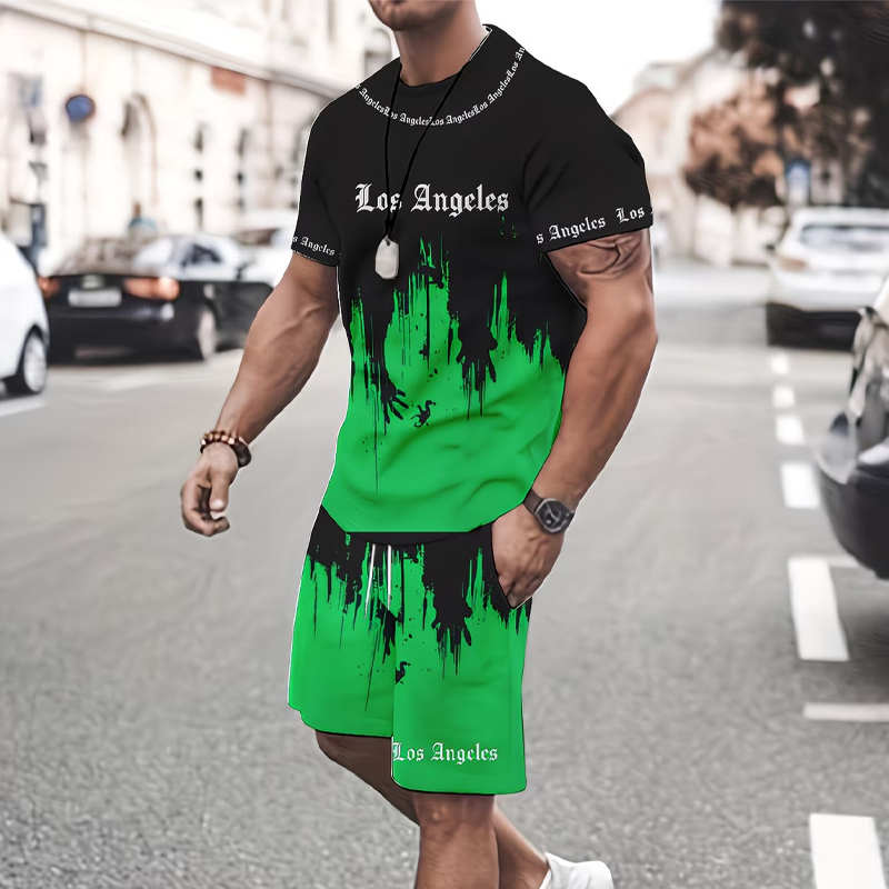 Herrtröja och shorts med grafisk design – Mjukt tyg, djärv design och perfekt för sommardagar