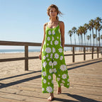 📢Sommarrea!!⏰Damjumpsuit med blommönster och vida ben