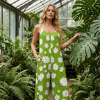 📢Sommarrea!!⏰Damjumpsuit med blommönster och vida ben