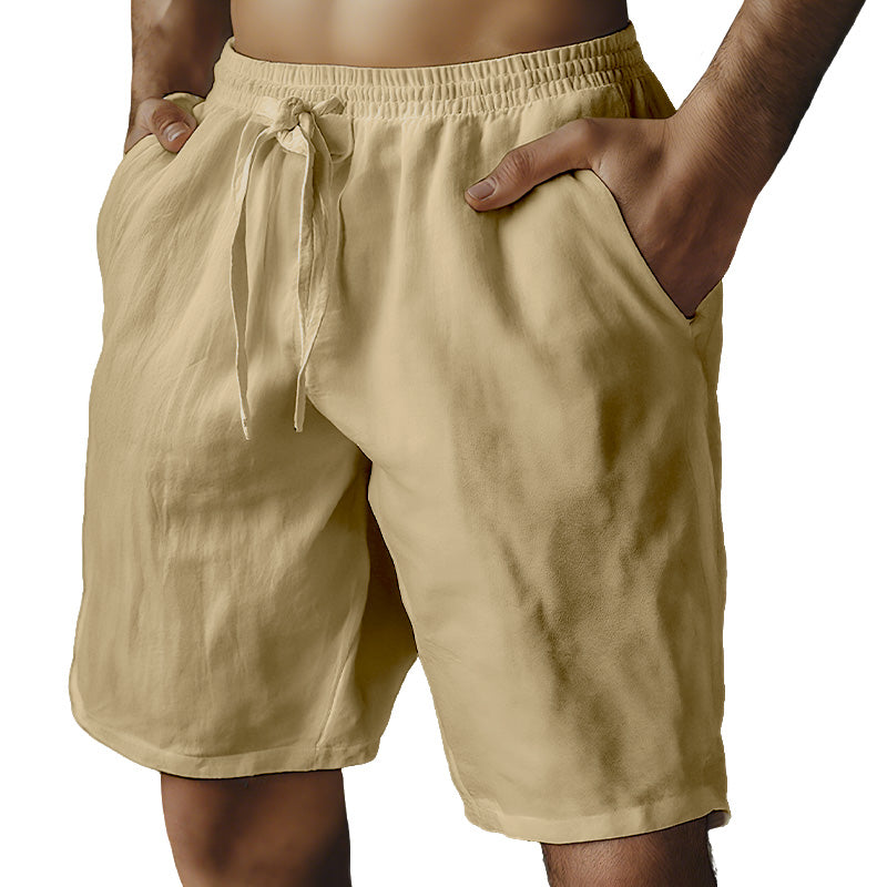 (S-3XL)🌿Herrshorts i bomull och linne med elastisk dragsko