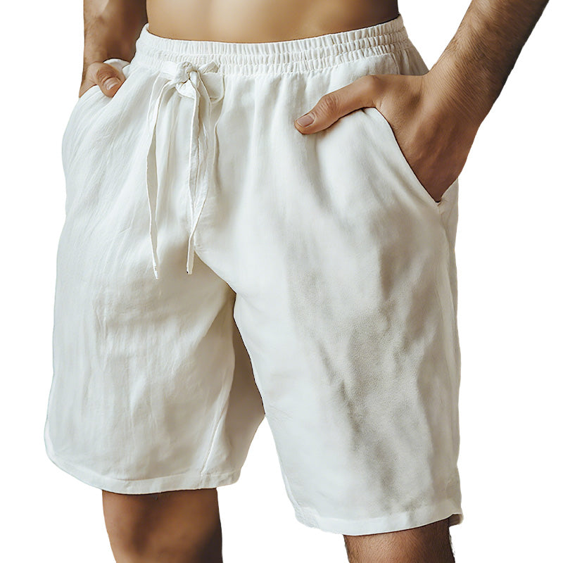 (S-3XL)🌿Herrshorts i bomull och linne med elastisk dragsko