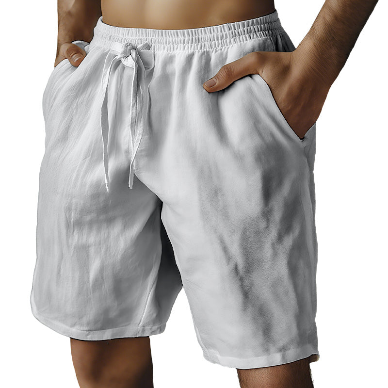 (S-3XL)🌿Herrshorts i bomull och linne med elastisk dragsko