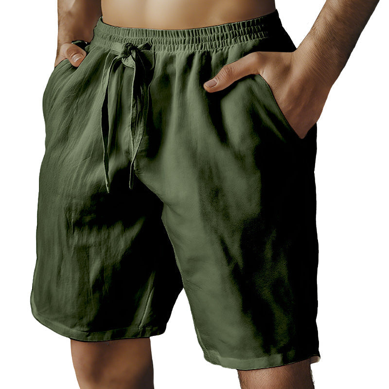 (S-3XL)🌿Herrshorts i bomull och linne med elastisk dragsko